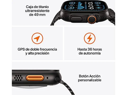 Apple Watch Ultra 2/ GPS/ Cellular/ 49mm/ Caja de Titanio/ Correa Loop Trail Verde/Gris M/L