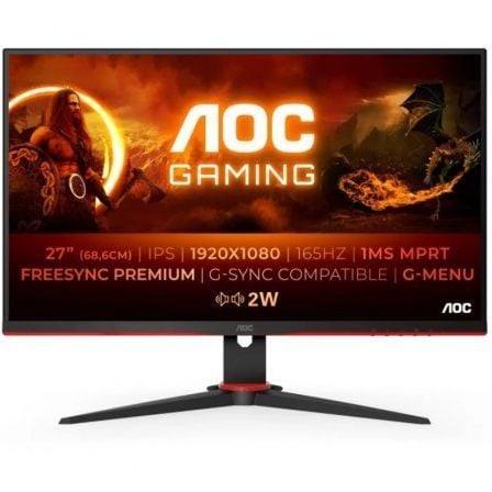 Monitor Gaming AOC 27G2SPAE/BK 27"/ Full HD/ 1ms/ 165Hz/ IPS/ Multimedia/ Negro y Rojo