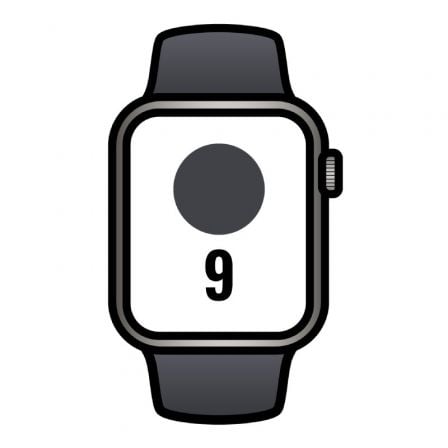 Apple Watch Series 9/ GPS/ Cellular/ 45mm/ Caja de Acero Grafito/ Correa deportiva Medianoche M/L