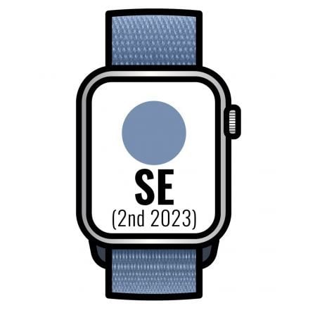 Apple Watch SE 2 Gen 2023/ GPS/ 44mm/ Caja de Aluminio Plata/ Correa Deportiva Loop Azul Invierno