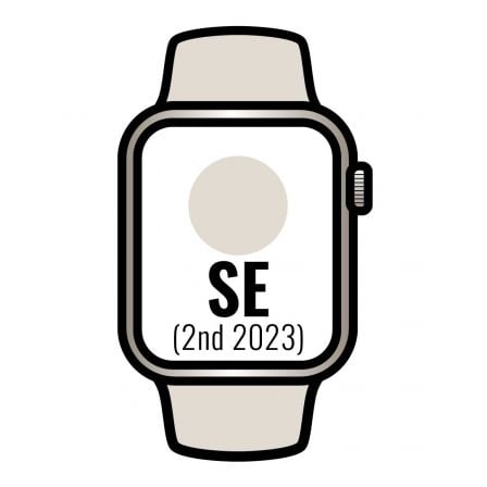 Apple Watch SE 2 Gen 2023/ GPS/ Cellular/ 40mm/ Caja de Aluminio Blanco Estrella/ Correa Deportiva Blanco Estrella S/M