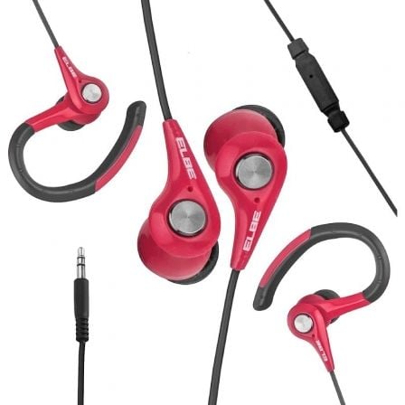 Auriculares Deportivos Elbe AU-107-MIC/ con Micrófono/ Jack 3.5/ Rojos y Negros