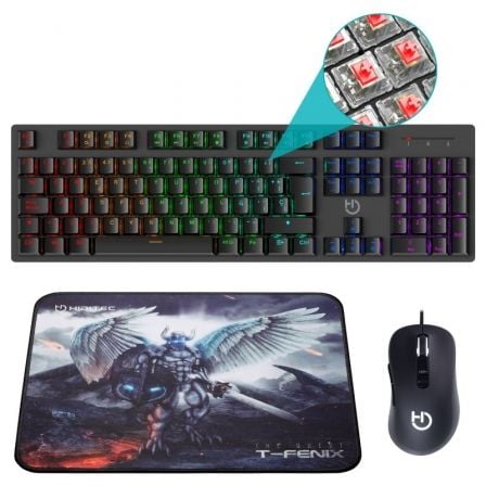 Pack Gaming Hiditec PAC010026/ Teclado Mecánico+ Ratón + Alfombrilla