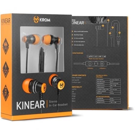 Auriculares Gaming con Micrófono Krom Kinear/ Jack 3.5/ Negros