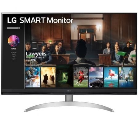 Smart Monitor LG 32SQ700S-W 31.5"/ 4K/ Smart TV/ Multimedia/ Regulable en altura/ Plata y Blanco