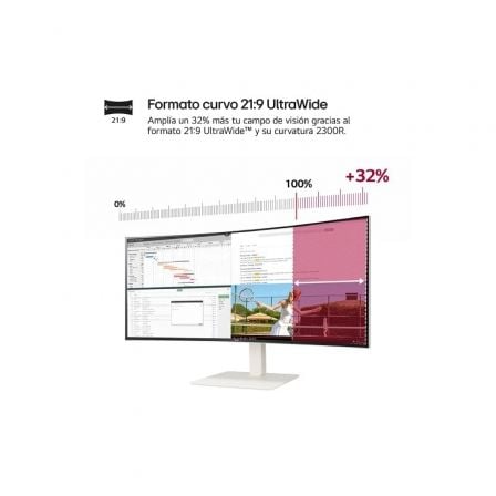 Monitor Profesional Ultrapanorámico Curvo LG UltraWide 38WR85QC-W 37.5"/ WQHD+/ Multimedia/ Blanco