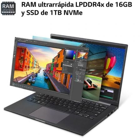 Portátil LG Ultra 16UD70R-G.AX56B Ryzen 5 7530U/ 16GB/ 512GB SSD/ 16"/ Sin Sistema Operativo