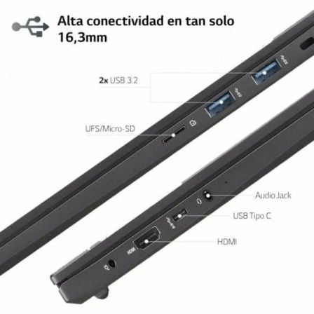 Portátil LG Ultra 16UD70R-G.AX76B Ryzen 7 7730U/ 16GB/ 512GB SSD/ 16"/ Sin Sistema Operativo