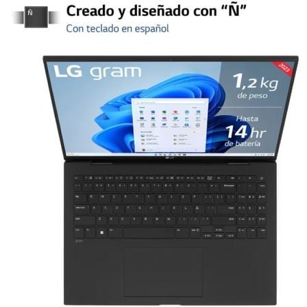 Portátil LG Gram 16Z90R-E AD78B Intel Core i7-1360P/ 32GB/ 1TB SSD/ GeForce RTX 3050/ 16"/ Win11