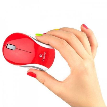 Ratón Mini Inalámbrico Logitech M187/ Hasta 1000 DPI/ Rojo