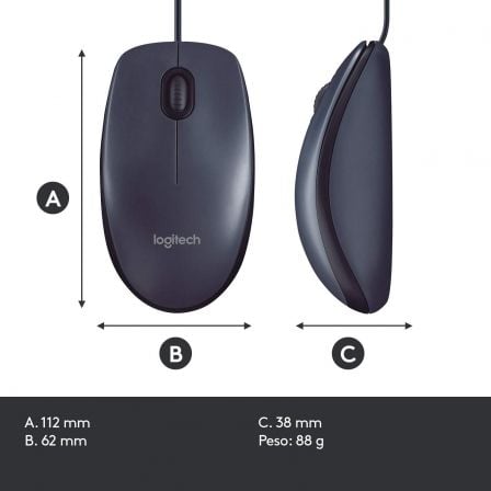 Ratón Logitech B100 OEM/ Hasta 800 DPI