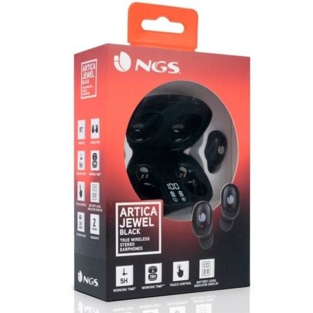 Auriculares Bluetooth NGS Ártica Jewel con estuche de carga/ Autonomía 5h/ Negros