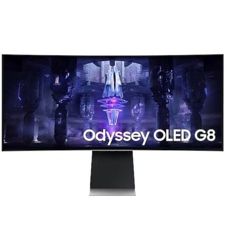 Smart Monitor Gaming Ultraparonámico Curvo Samsung OdysseyG8 S34BG850SU 34"/ UWQHD/ Smart TV/ 0.1ms/ 175Hz/ OLED/ Regulable en altura/Multimedia/Plata