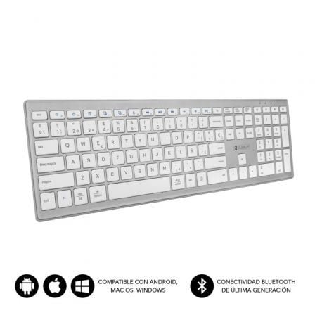 Teclado Inalámbrico por Bluetooth Subblim 2PUE200 Pure Extended/ Plata