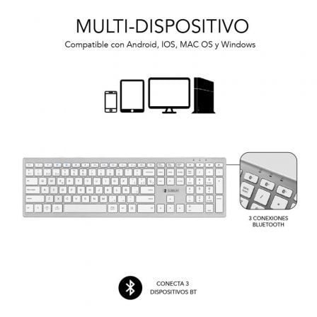 Teclado Inalámbrico por Bluetooth Subblim 2PUE200 Pure Extended/ Plata