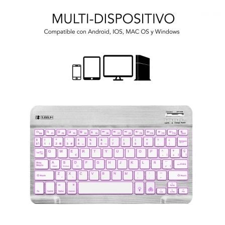 Teclado Compacto Inalámbrico por Bluetooth Subblim Smart Backlit/ Plata