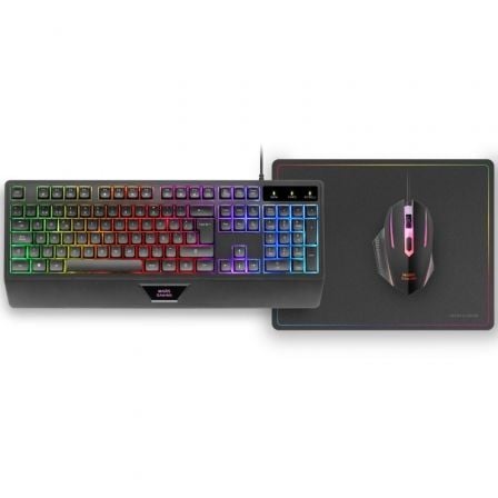 Pack Gaming Mars Gaming MCP124/ Teclado H-MECH  + Ratón Óptico + Alfombrilla/ Negro