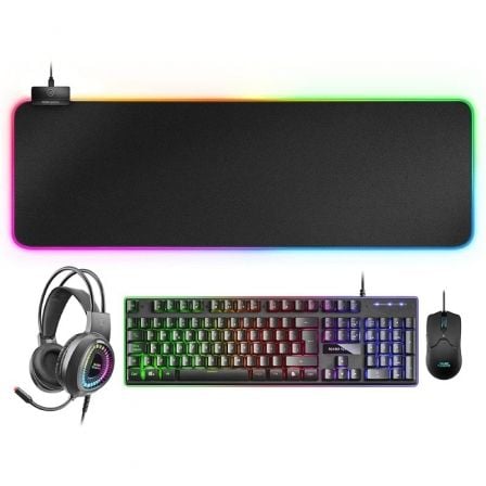 Pack Gaming Mars Gaming MCPEX/ Teclado H-MECH  + Ratón Óptico + Auriculares con Micrófono + Alfombrilla