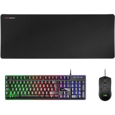 Pack Gaming Mars Gaming MCPX/ Teclado H-MECH  + Ratón Óptico + Alfombrilla/ Negro