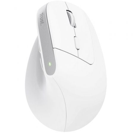 Ratón Ergonómico Inalámbrico por Bluetooth Trust Bayo+/ Batería Recargable/ Hasta 2400 DPI/ Blanco