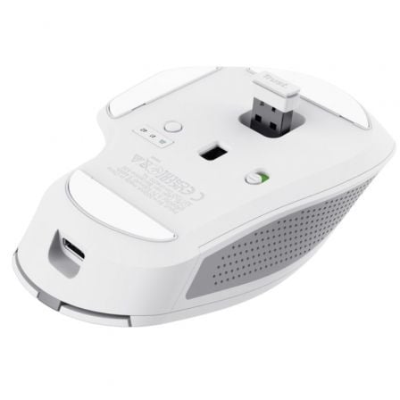 Ratón Inalámbrico por Bluetooth Trust Ozaa+/ Batería recargable/ Hasta 3200 DPI/ Blanco