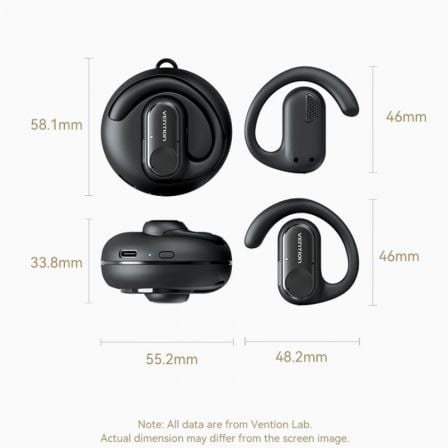 Auriculares Deportivos Bluetooth Vention Open Ear OpenBeat O11 NBPB0 con estuche de carga/ Negros